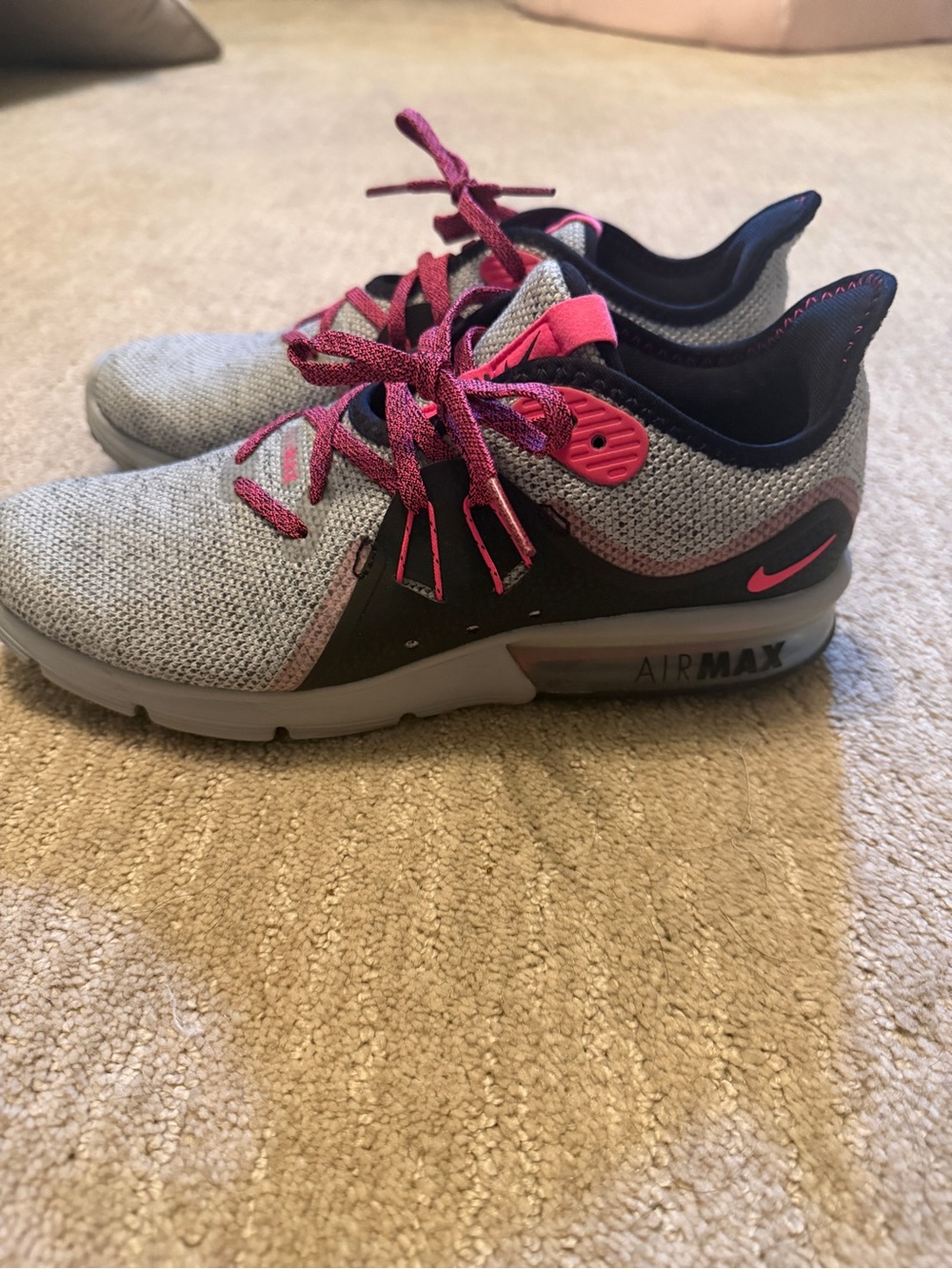 Nike Women’s Grey and Pink Air Max Knit Sneakers
